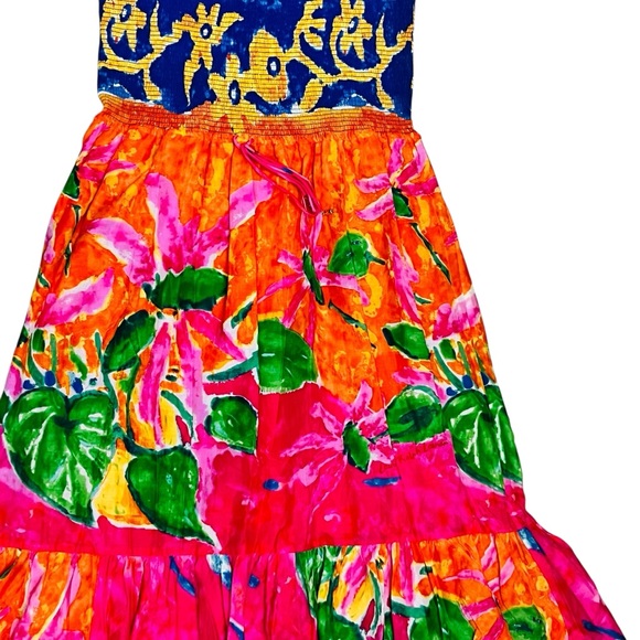 Ralph Lauren RARE Maxi Dress Tropical Rushed Adjustable/Waist Tired/Layers Sz 1X - Picture 8 of 15